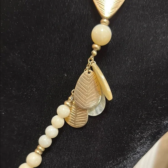 Chico's Gold and Cream Beaded Necklace - Picture 5 of 6